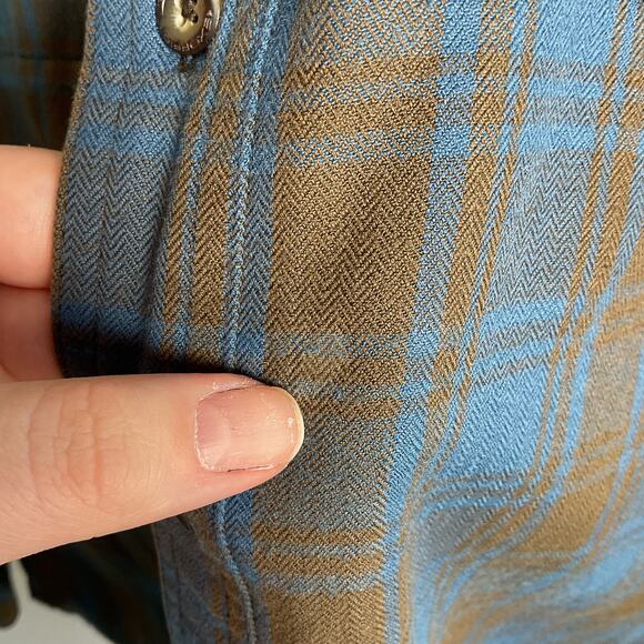 ExOfficio Mens Long Sleeve Blue Plaid Button Up Hidden Pocket Shirt Large - Picture 8 of 15